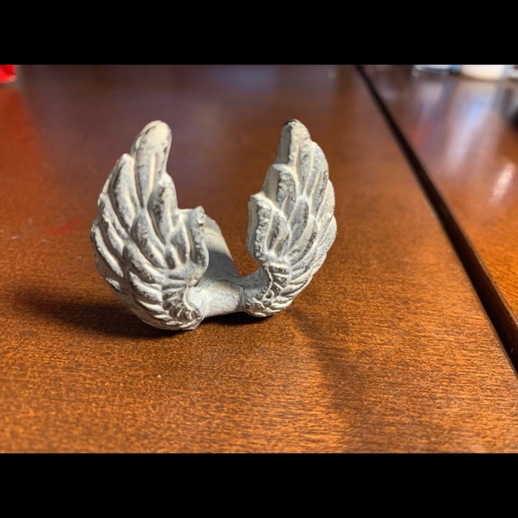 Rustic White Angel and Wings Iron Drawer Knob Pull Hardware. 4 Angels & 4 Wings - Picture 2 of 5